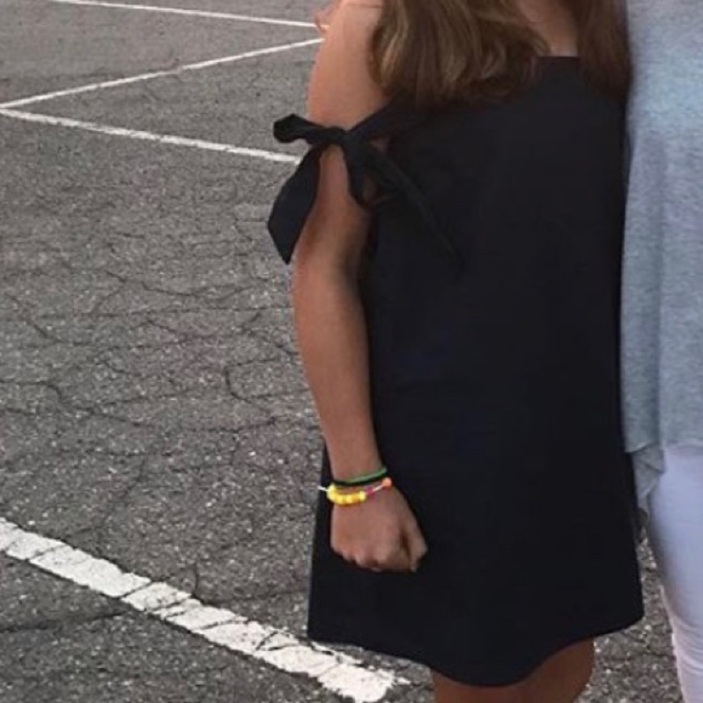 DO + BE Navy off the Shoulder Ribbon dress